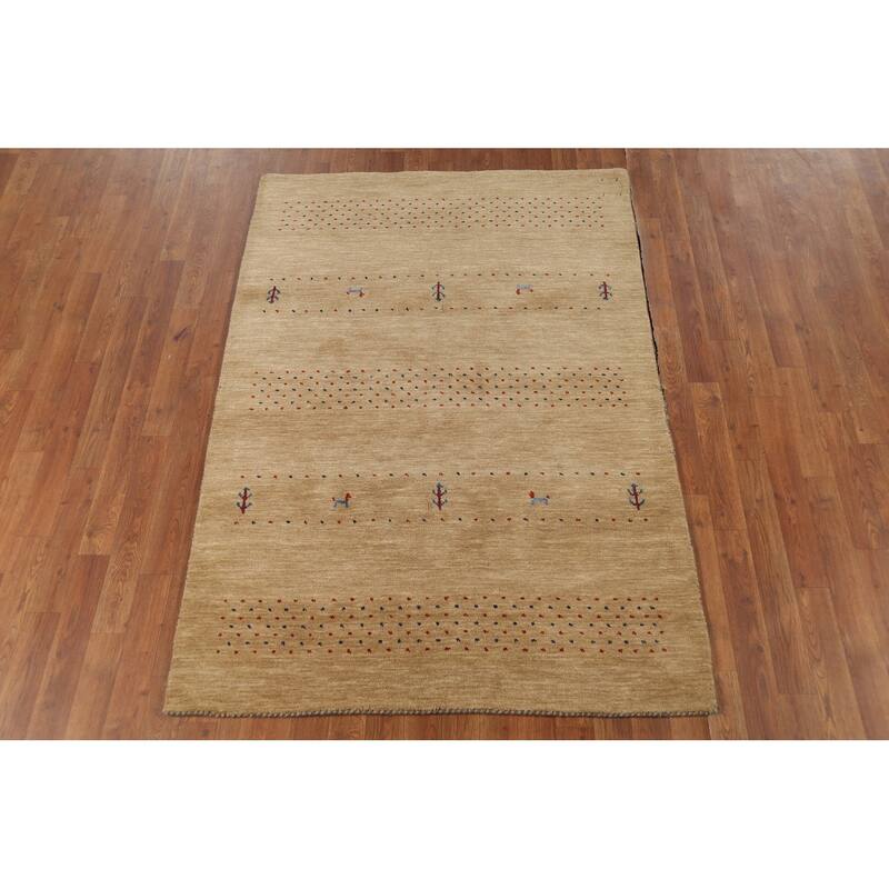 Tribal Gabbeh Indian Accent Rug Handmade Wool Carpet - 3'11"x 5'10"