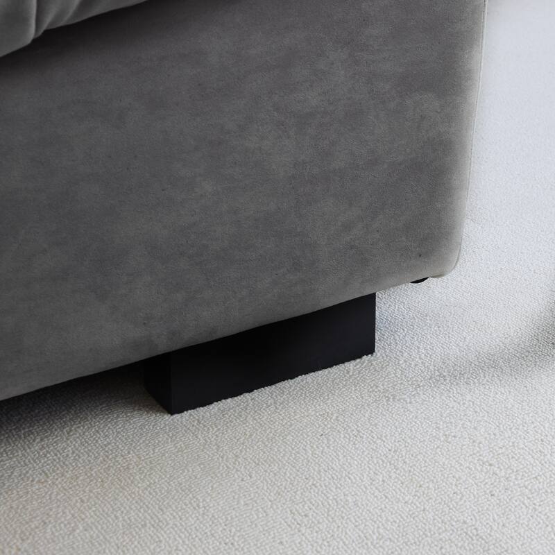 105'' Modern Section Sofa with Arms Velvet Fabric Sofa For Living Room