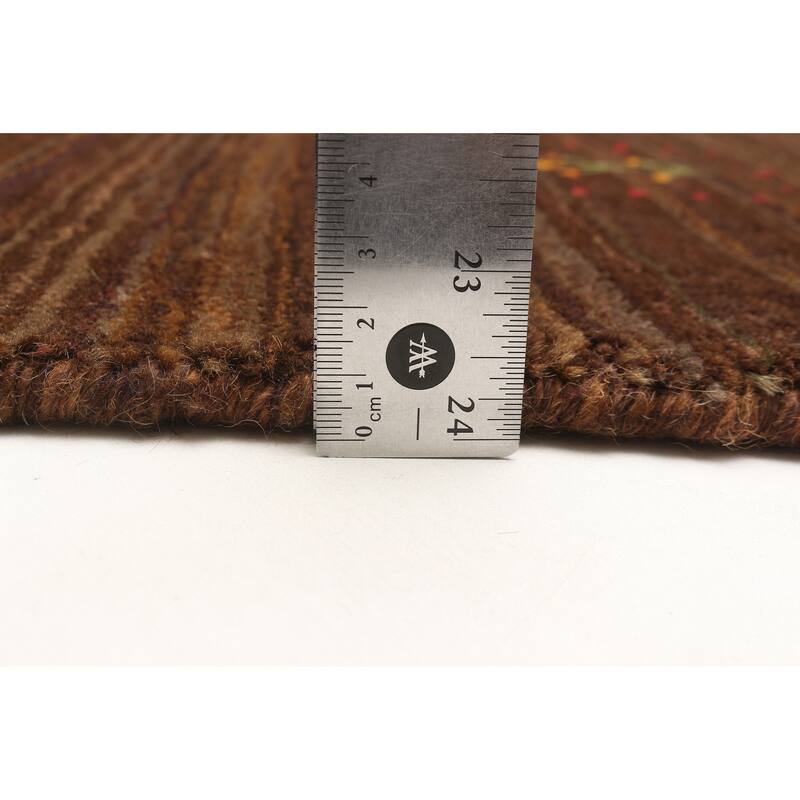 ECARPETGALLERY Hand Loomed Kashkuli Gabbeh Dark Brown Wool Rug - 3'11 x 6'0