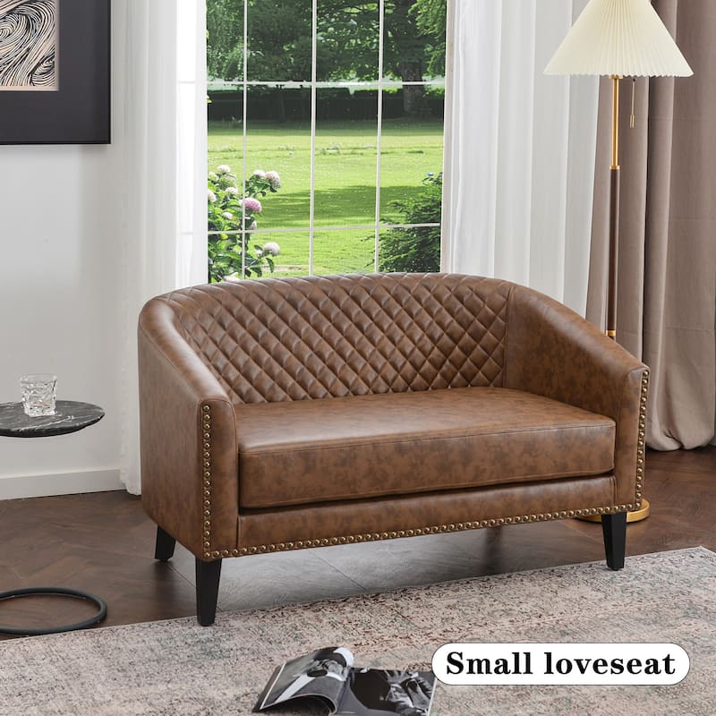 KINWELL 3-Piece PU Living Room Sets 1 Loveseat 2 Swivel Chairs