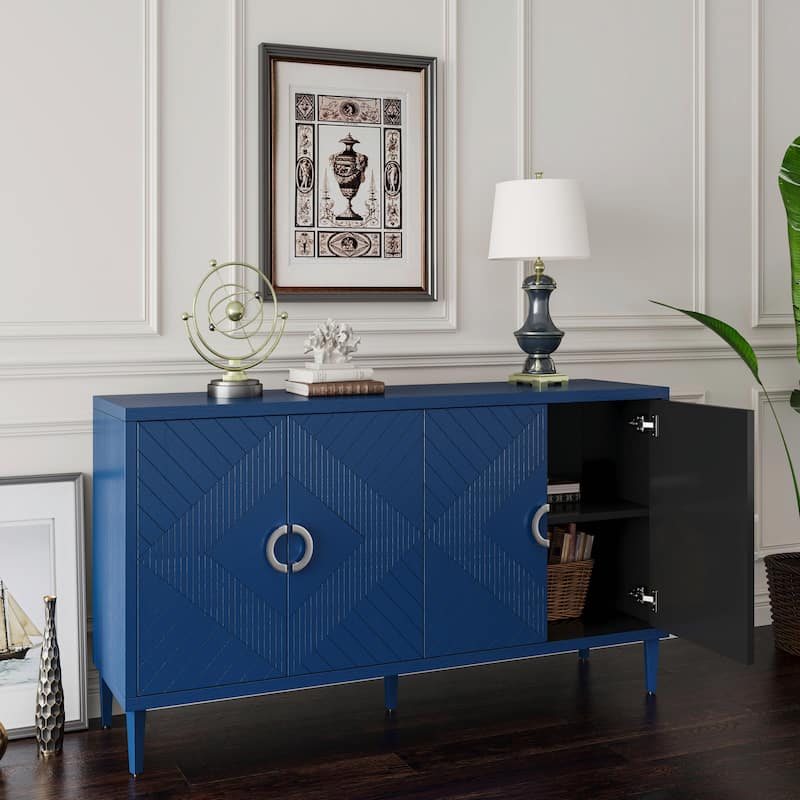 Stylish and Functional 4-Door Storage Cabinet with pine legs