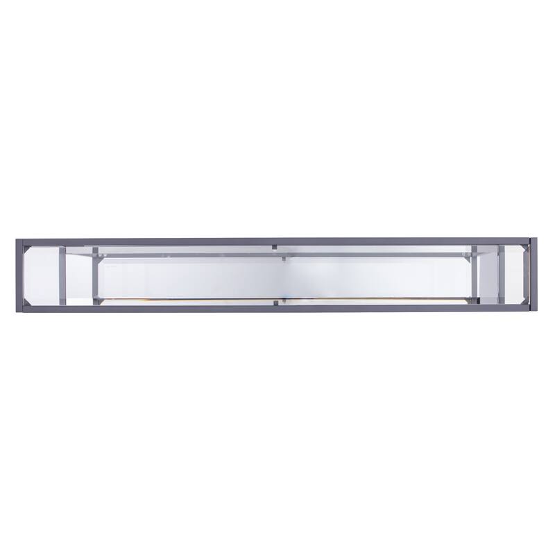 HomeRoots 56" Clear and Silver Glass Mirrored Floor Shelf Console Table With Storage - 56.00 in. x 29.00 in. x 8.00 in.