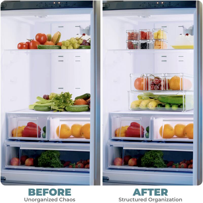 Sorbus Stackable Refrigerator Storage Bins with Lids and Handle Kitchen Pantry Storage Organizer - 10 Pack