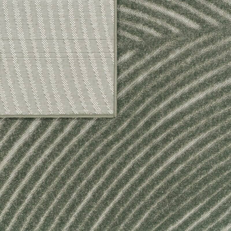 Modern Area Rug Minimalist Design with Carved Line Pattern in Green