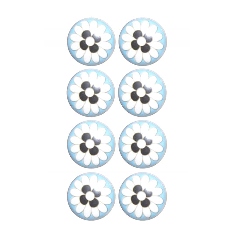 Charming Light Blue And Black Set Of 8 Knobs