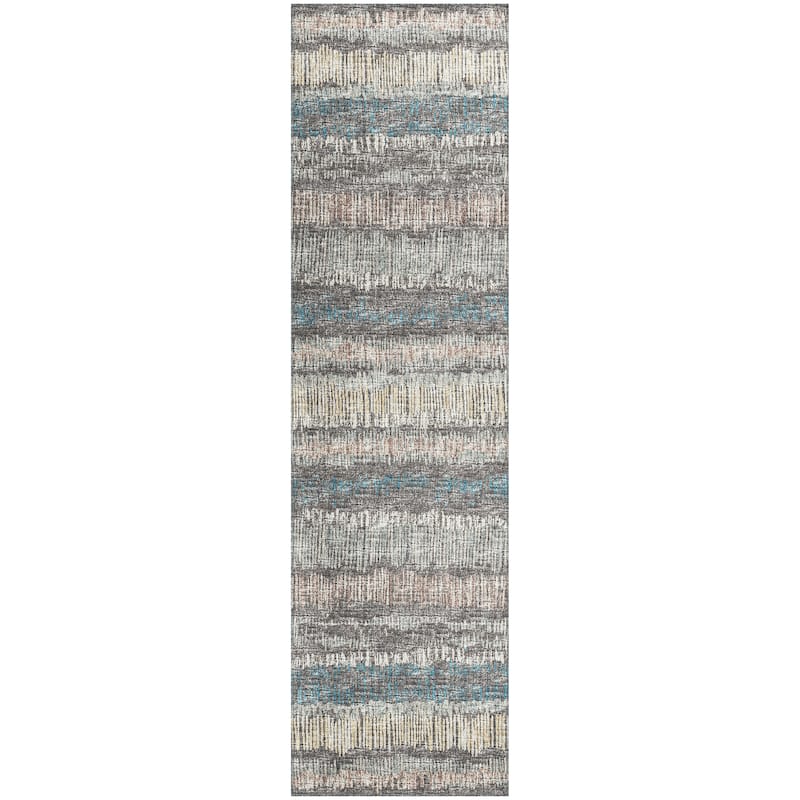 Indoor/Outdoor Rylee Sketches Washable Rug New. - Gray - 2'3" x 7'6" Runner