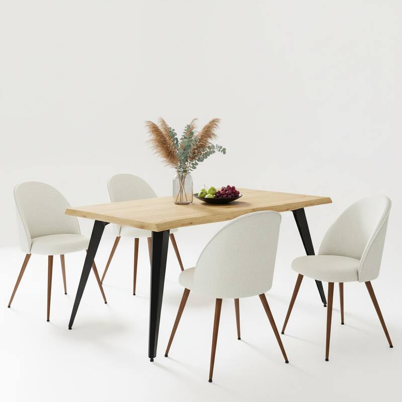 Homy Casa 5-Piece Dining Set with Modern Table and Upholstered Side Chairs