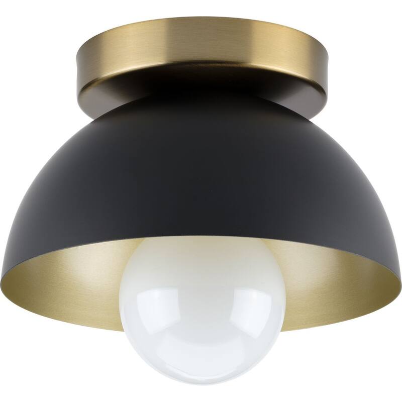 Eva Collection One-Light Matte Black Mid-Century Modern Flush Mount Light - 7.375 in x 7.375 in x 4.5 in
