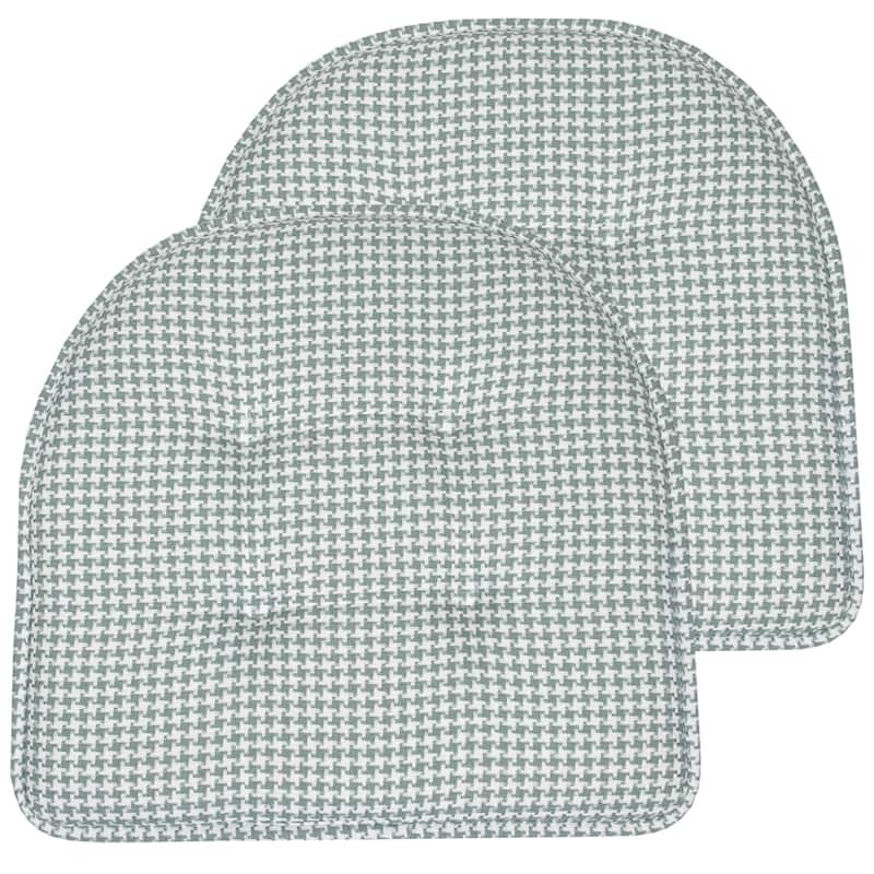 Sweet Home Collection Houndstooth Stitch U-Shaped Memory Foam Chair Cushions 17" x 16" - Set of 2 - Pistachio