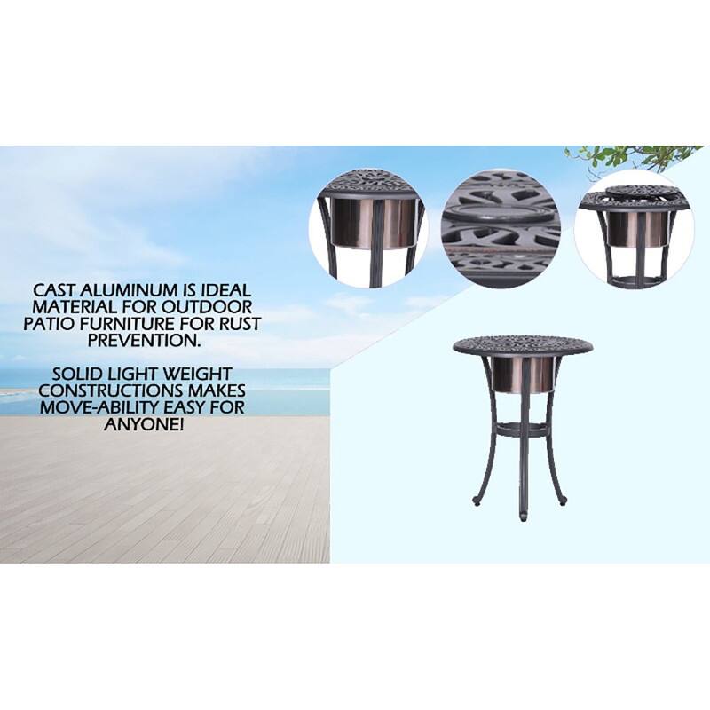 Saybrook Aluminum 22-inch Round Ice Bucket Table