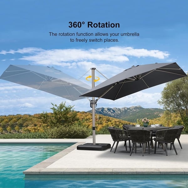 champagne patio umbrella PURPLE LEAF Elegant Champagne-Gold Patio Cantilever Umbrella Adjustable  Offset Umbrella With Base - On Sale - Bed Bath & Beyond