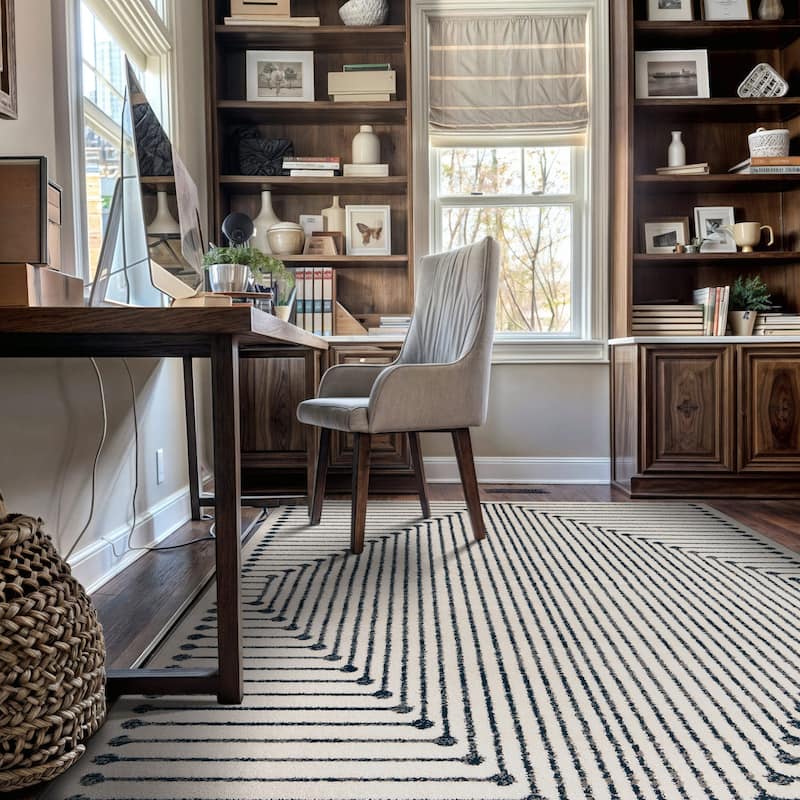 Modern Geometric Durable Area Rug, Pet Friendly for Any Room