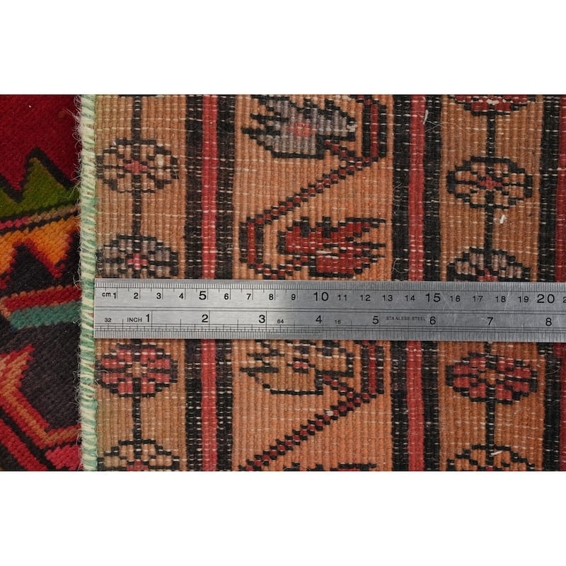 Hand Knotted Oriental 100% Wool Carpet Traditional Geometric Red Heriz Runner Rug - 10' 3'' X 3' 5''