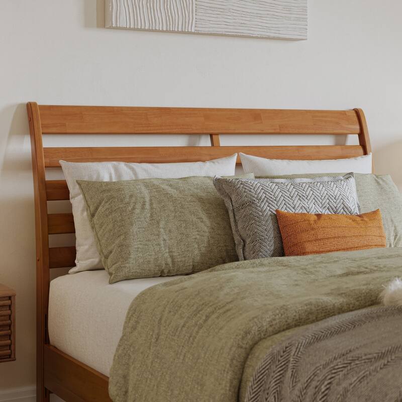 Savannah Solid Wood Headboard with Attachable Charger - Light Toffee - Queen