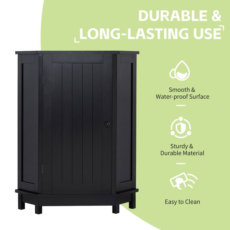 Triangle Corner Cabinet Storage Cabinet with Adjustable Shelves, Simple Skin Care Cabinet for Bathroom Entryway