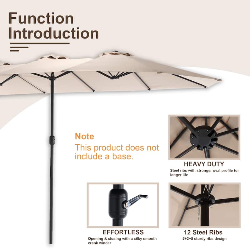 HOMEFUN 14.8 Ft Double Sided Outdoor Umbrella Rectangular Large with Crank