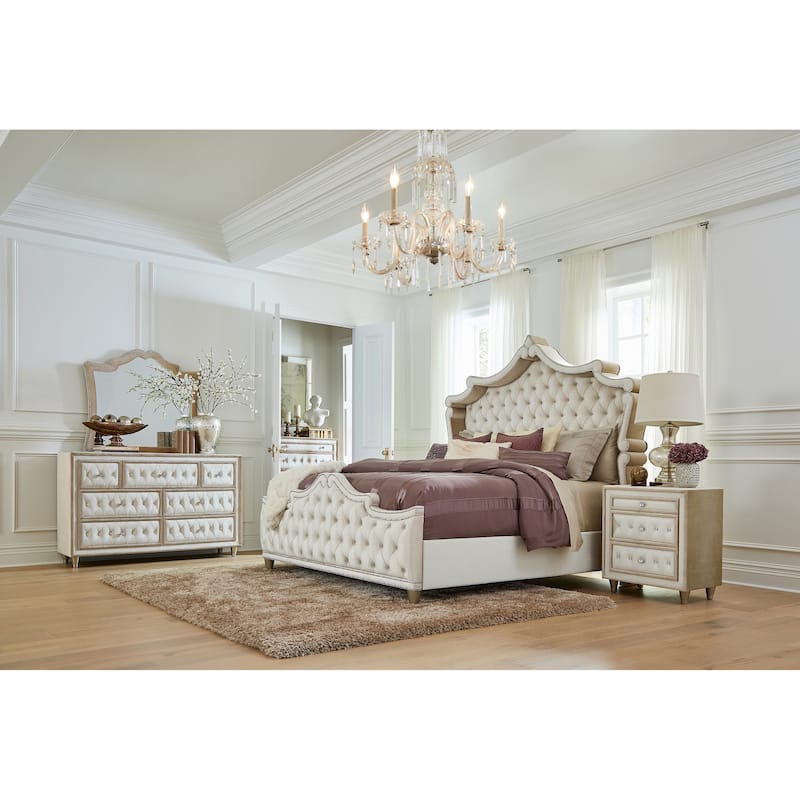 Justine Ivory Upholstered Tufted Panel Bed