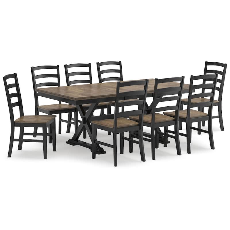 Signature Design by Ashley Wildenauer Black/Brown Dining Table and 8 Chairs