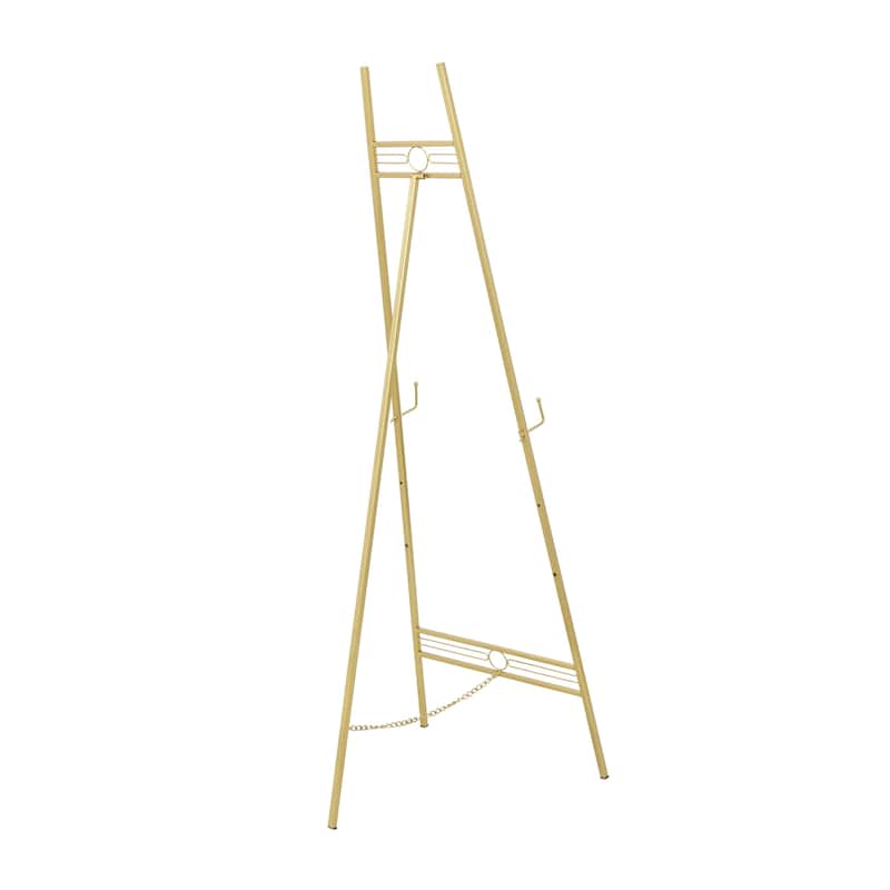 Metal Geometric Tall Adjustable 3 Tier Display Easel with Chain Support - Black or Gold - Roche River Decor