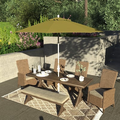 California Umbrella 9' Rd Patio Umbrella White Aluminum Frame Fiberglass Ribs Crank Lift Collar Tilt Sunbrella