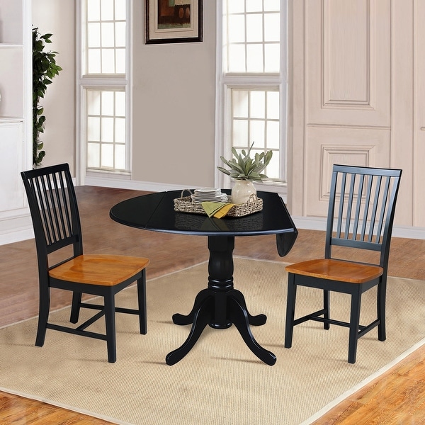 42 in Dual Drop Leaf Dining Table with 2 Dining Chairs 3 Piece