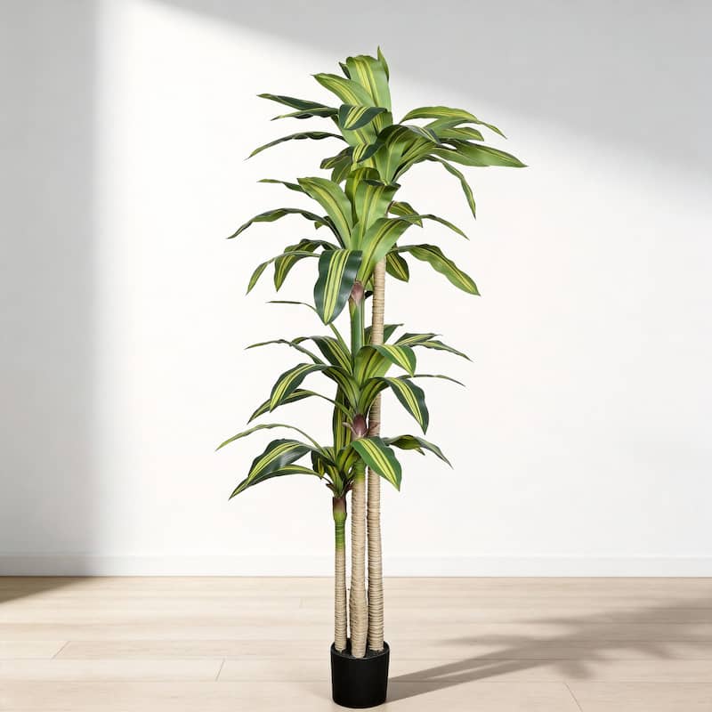 6" Artificial Dracaena Tree with Black Plastic Pot