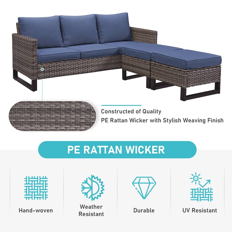 Gymojoy Outdoor Patio Sofa Rocking Chair Ottoman Set