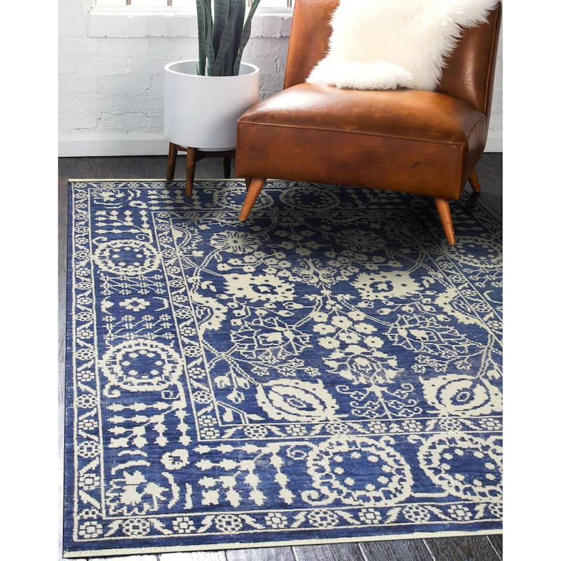 Blue Traditional Oriental Area Rug - Elegant and Timeless Design - 6' x 9'