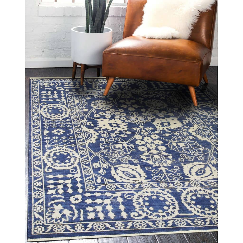 Blue Traditional Oriental Area Rug - Elegant and Timeless Design - 6' x 9'