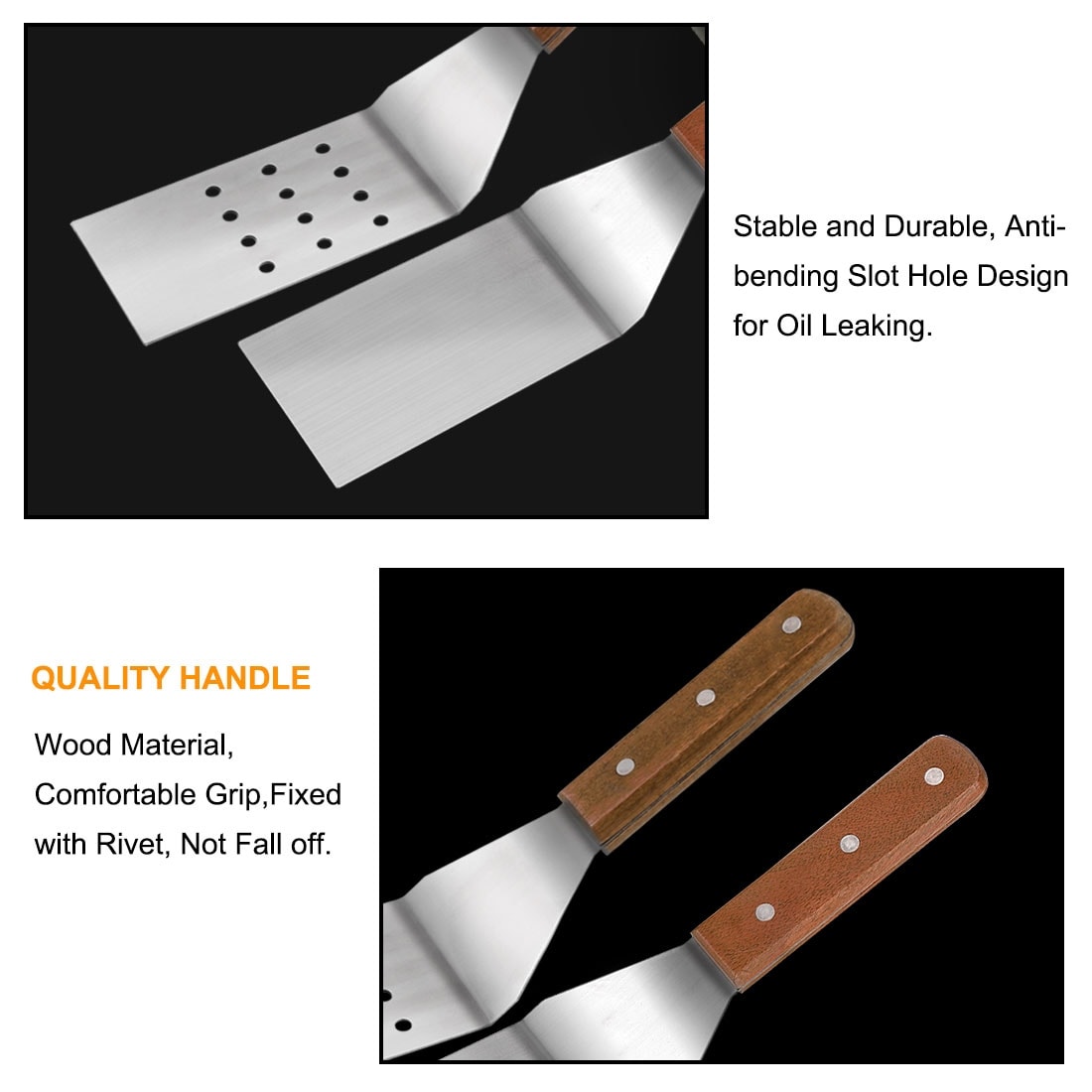 3pcs Stainless Steel Flat Curved Design Griddle Spatula Pizza Serving -  Silver, Brown - 3 Pcs - Bed Bath & Beyond - 31985416