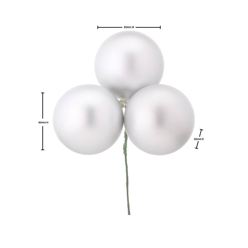 80mm Shatterproof Plastic 3 Bunch Matt Stemball Set of 4