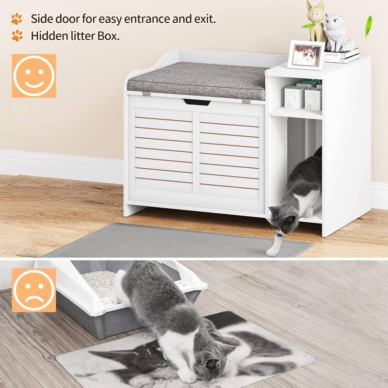 Cat Litter Box Enclosure with Top Opening, Privacy Cabinet