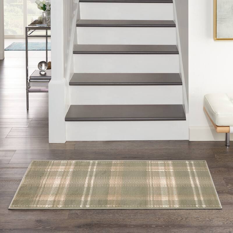 Nourison Grafix Plaid Farmhouse Area Rug - 2' x 4' - Olive