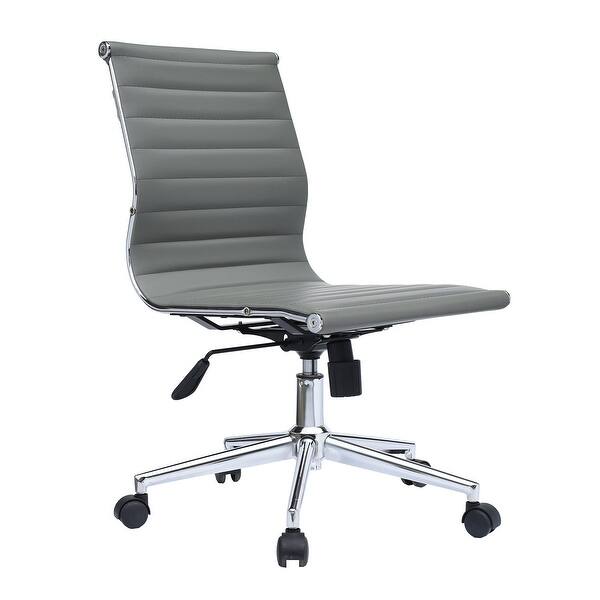2xhome Swivel Adjustable Height Pu Leather Office Chair Mid Back Armless No Arms Side Ribbed Executive Ergonomic Task Work On Sale Overstock 14390900
