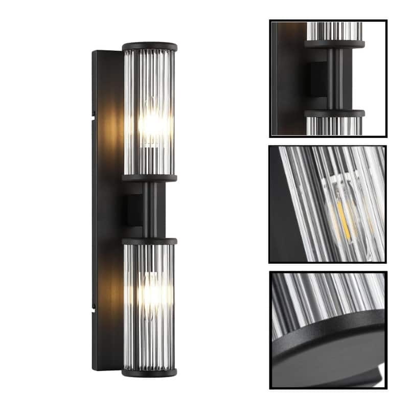 2 Pack vanity lights for mirror black wall sconces metal bathroom light fixtures
