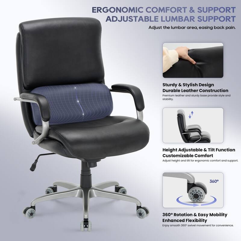 Ergonomic Executive Chair - 400lb Heavy Duty with 3D Flip-Up Arms & Extended Waterfall Seat, Breathable for Professional Suites