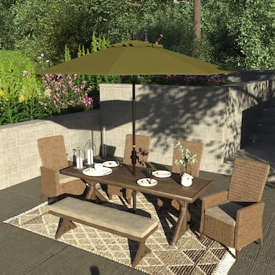 California Umbrella 9' Rd Patio Umbrella Bronze Aluminum Frame Fiberglass Ribs Crank Lift Collar Tilt Sunbrella