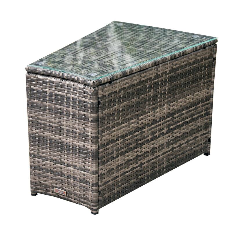 9-Piece Modular Patio Iron PE Rattan Sofa Set with Round Coffee Table