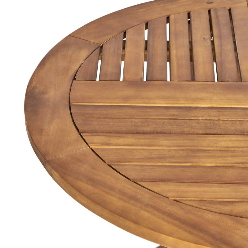 Roomfitters Outdoor Dining Table with Oval Slatted Top and Curved Legs in Solid Acacia Wood for Patio or Garden