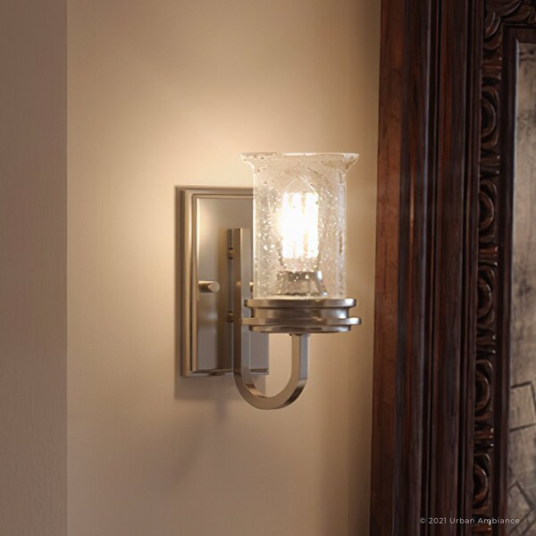 Luxury French Country Bath Vanity Light, 9.5"H x 4.75"W, with English Country Style, Brushed Nickel, UHP3740 by Urban Ambiance. Opens flyout.