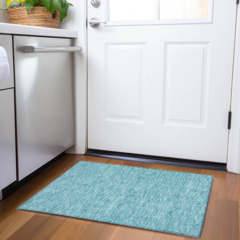 Premium Washable Super Soft Modern Contemporary Mayfield Rug - Teal - 1'8" x 2'6"