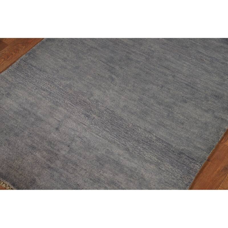 Gray Gabbeh Modern Runner Rug Handmade Wool Carpet - 2'9"x 9'7"
