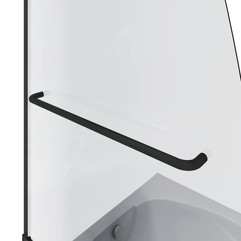 Elegant Frameless Pivot Hinged Fixed Bathtub Panel 5/16" Clear Tempered Glass Door Rotated 90° Shower Door for Bathtub