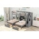 preview thumbnail 4 of 13, Triple Bunk Bed with Storage Drawers and Staircase, Grey