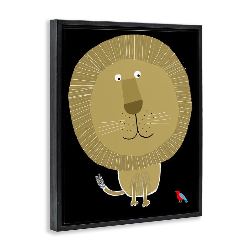 Stupell Lion and Bird Friends Framed Floater Canvas Wall Art Design By Carla Daly