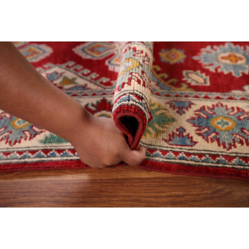 Red Kazak Area Rug Handmade Oriental Wool Carpet - 4'10" x 6'11"