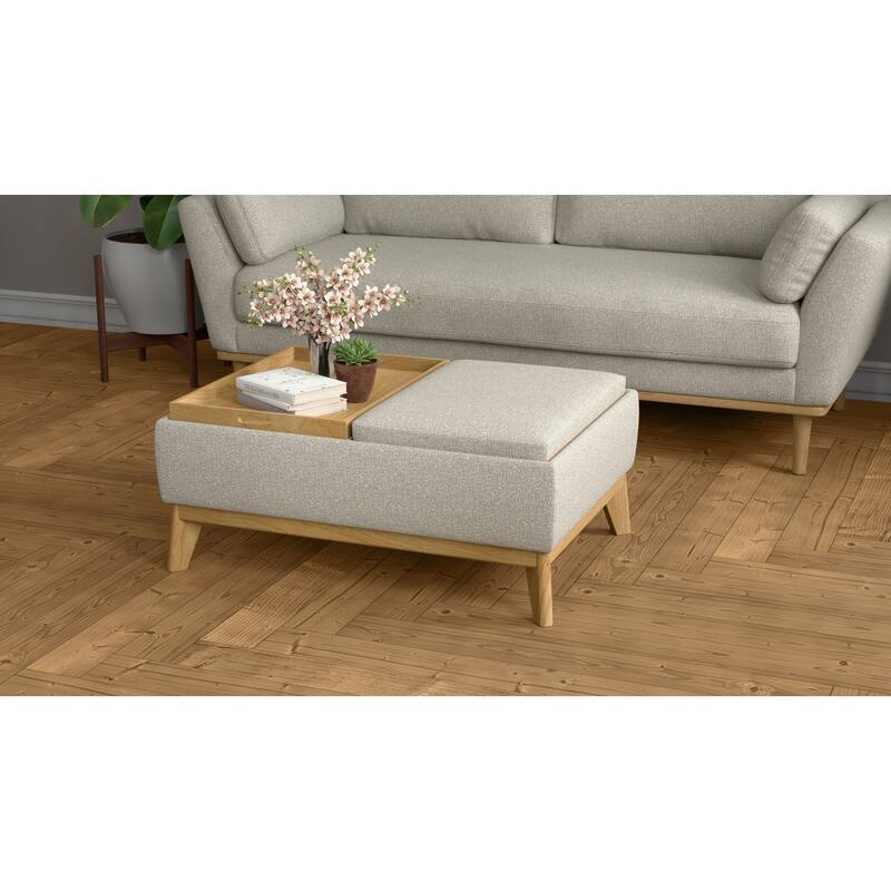 Tan Reversible Tray Ottoman