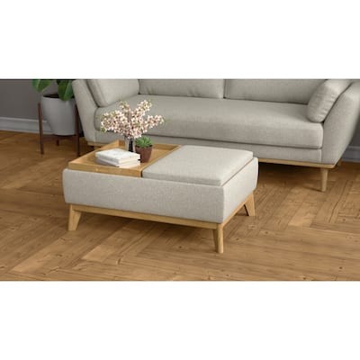 Tan Reversible Tray Ottoman