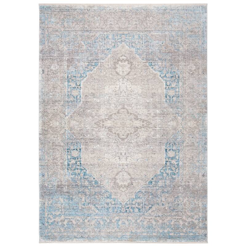 SAFAVIEH Dream Axenia Vintage Abstract Polyester Rug - 2'6" x 4' - Grey/Aqua