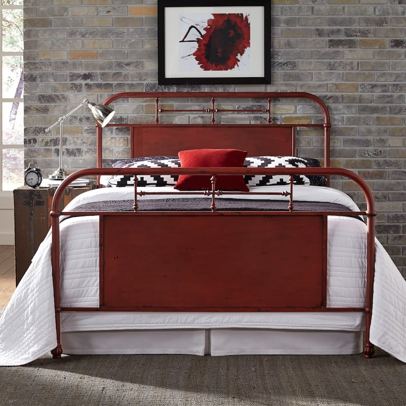 Vintage Series Distressed Metal King Metal Bed